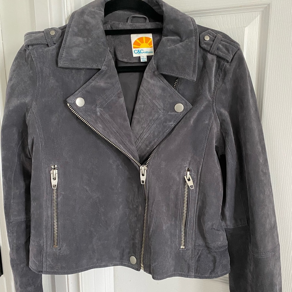 C&C California Gray Leather Jacket